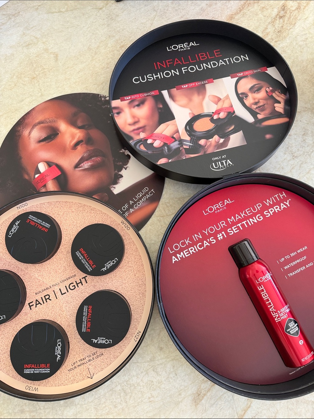 New L'Oreal Infallible Cushion Foundation & Setting mist PR box